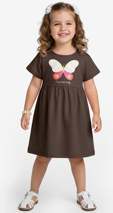 Vestido Infantil em Molecotton Marrom