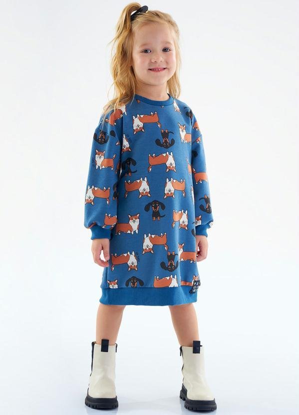 Imagem principal Vestido Infantil em Moletom Azul Up Baby Up Baby