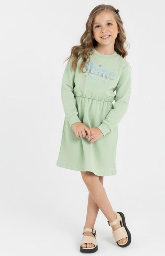 Vestido Infantil em Moletom Guloseima Verde