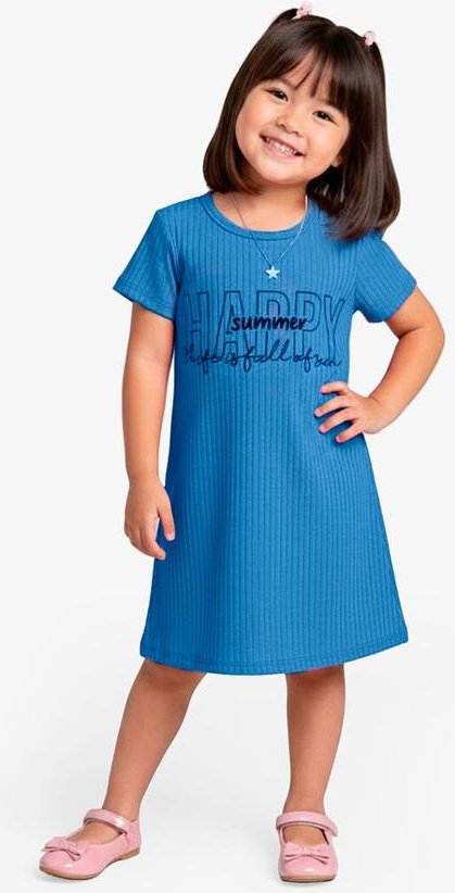 Imagem principal Vestido Infantil em Ribana Canelada Azul Select Select