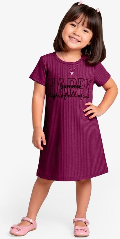 Imagem principal Vestido Infantil em Ribana Canelada Bordô Select Select