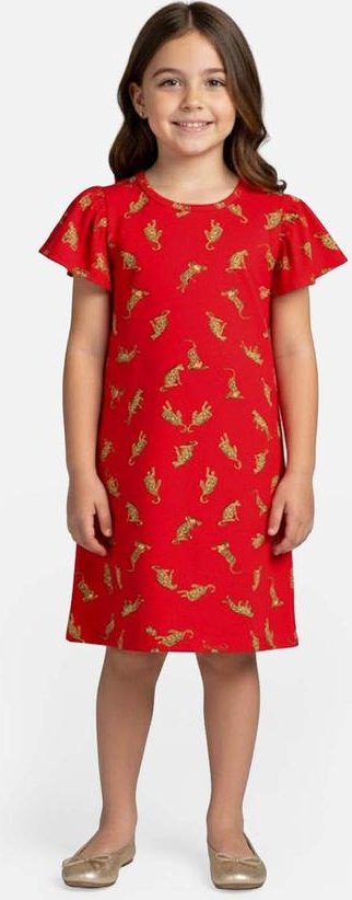 Vestido Infantil Feminino Estampado Vermelho