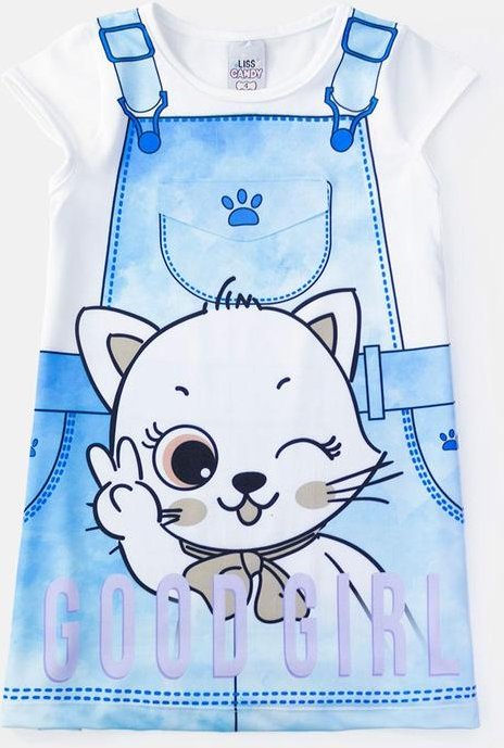 Imagem principal Vestido Infantil Gatinho Good Girl Branco Laluna Laluna