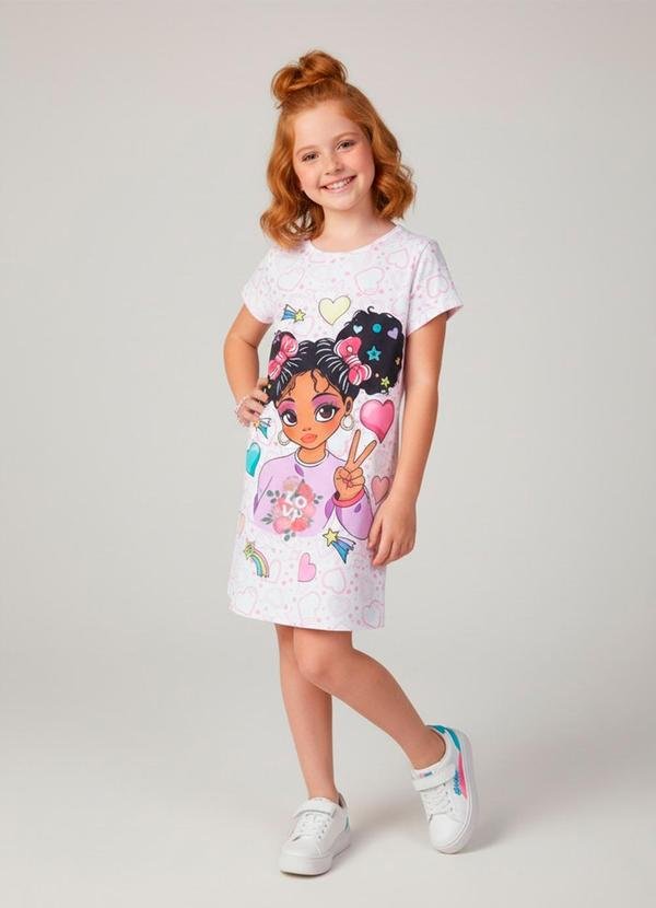 Imagem principal Vestido Infantil Manga Curta Love Boneca Branco Laluna Laluna