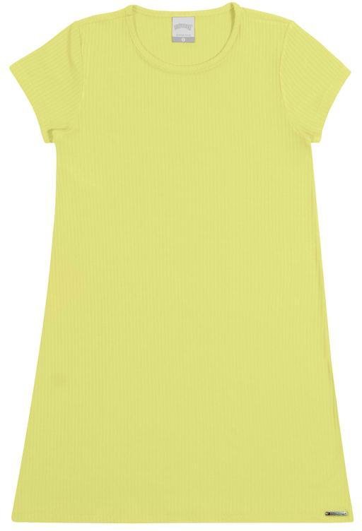 Vestido Infantil Menina Canelado Básico Amarelo