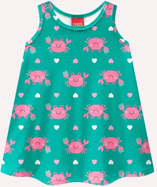 Imagem principal Vestido Infantil Menina Carangueijos Verde Kyly Kyly
