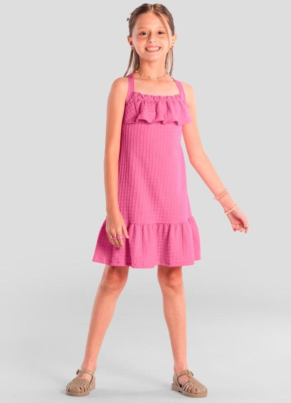 Imagem principal Vestido Infantil Menina com Babado Rosa Brandili Brandili
