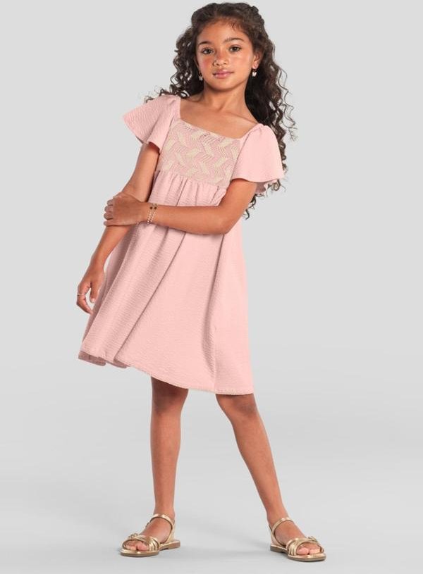Imagem principal Vestido Infantil Menina com Bordado Rosa Brandili Mundi Brandili Mundi
