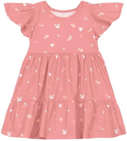 Vestido Infantil Menina Coração Rosa