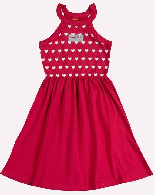 Vestido Infantil Menina Corações Rosa