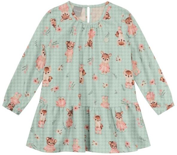 Imagem principal Vestido Infantil Menina de Bichinhos Verde Brandili Mundi Brandili Mundi