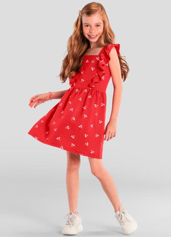Imagem principal Vestido Infantil Menina de Cerejas Vermelho Brandili Brandili