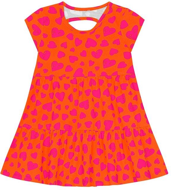 Imagem principal Vestido Infantil Menina de Coração Laranja Kyly Kyly