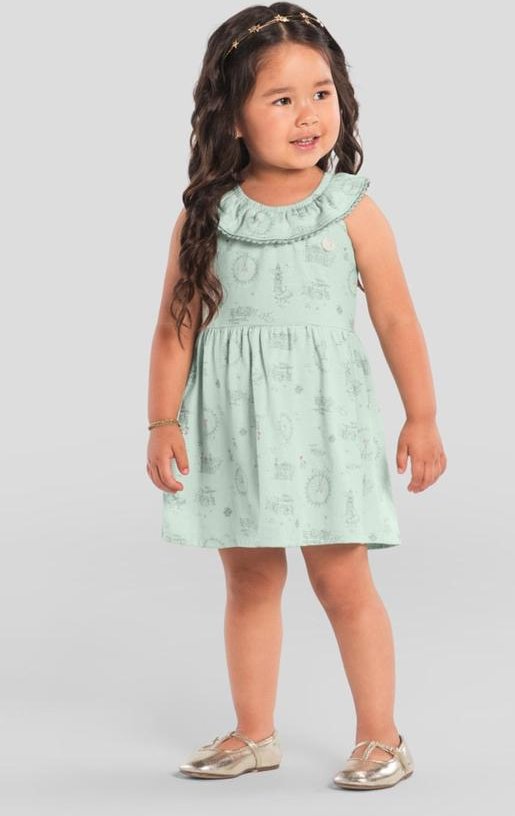 Imagem principal Vestido Infantil Menina de Esquilo Verde Brandili Mundi Brandili Mundi