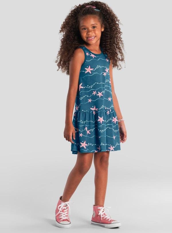 Imagem principal Vestido Infantil Menina de Estrelinhas Verde Brandili Brandili