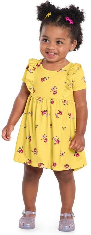 Imagem principal Vestido Infantil Menina de Flores Amarelo Kyly Kyly