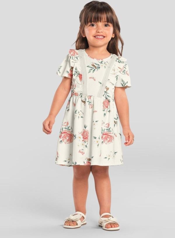 Imagem principal Vestido Infantil Menina de Flores Bege Brandili Mundi Brandili Mundi