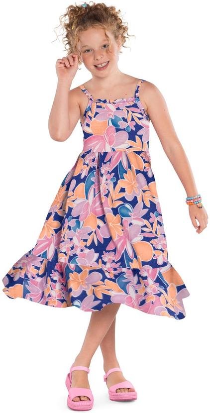 Vestido Infantil Menina de Flores Rosa