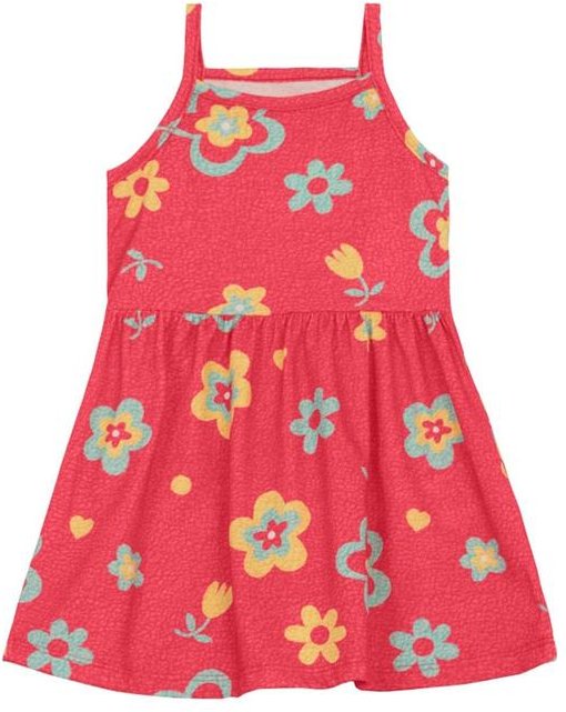 Vestido Infantil Menina de Flores Vermelho