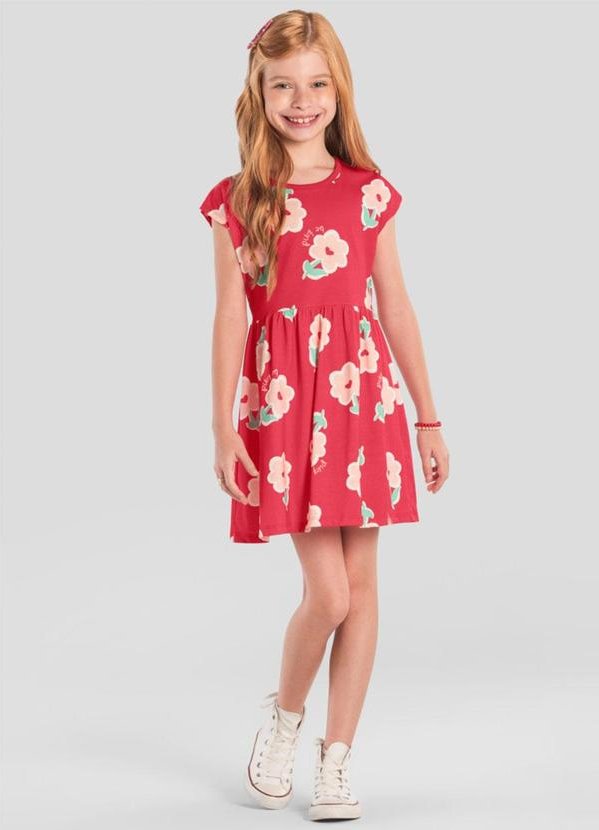 Imagem principal Vestido Infantil Menina de Florzinhas Vermelho Brandili Brandili