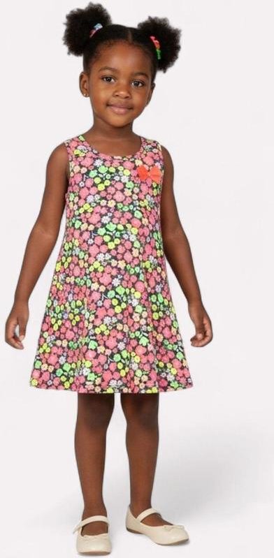 Imagem principal Vestido Infantil Menina em Algodão Flores Cinza Kyly Kyly