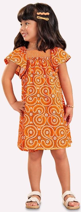 Imagem principal Vestido Infantil Menina em Algodão Laranja Kyly Kyly