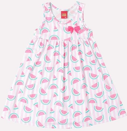 Imagem principal Vestido Infantil Menina em Algodão Melância Rosa Kyly Kyly