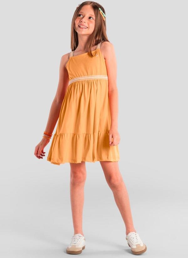Imagem principal Vestido Infantil Menina em Meia Malha Laranja Brandili Brandili