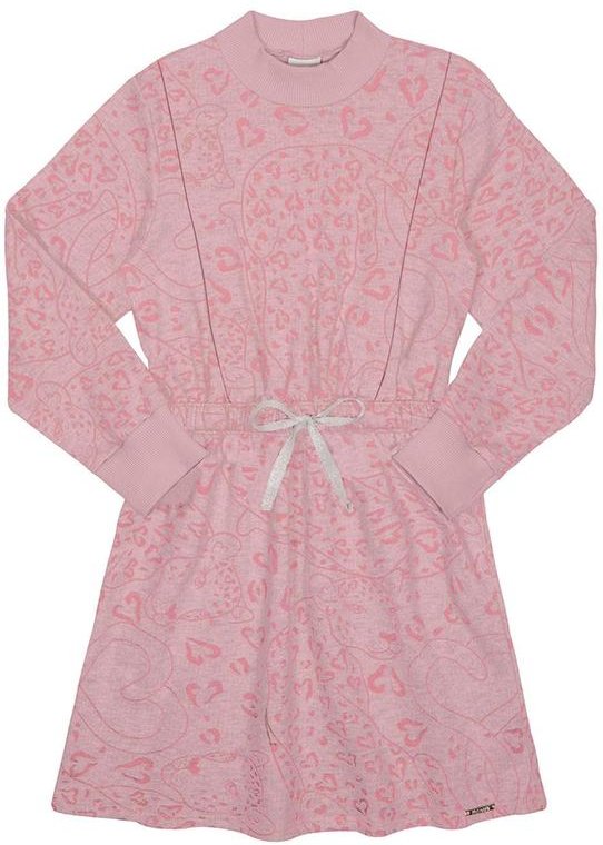 Imagem principal Vestido Infantil Menina em Moletom Animal Print Rosa Alakazoo Alakazoo