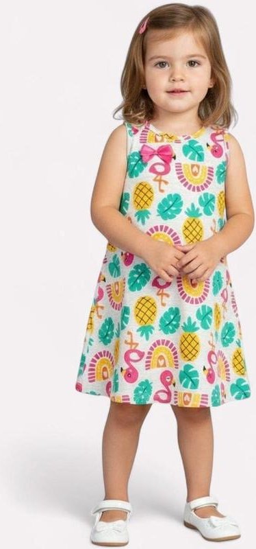 Imagem principal Vestido Infantil Menina Estampa Frutas Cinza Kyly Kyly
