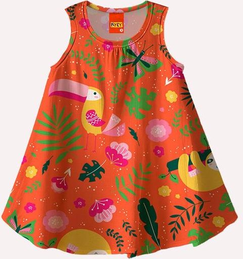 Vestido Infantil Menina Estampa Laranja