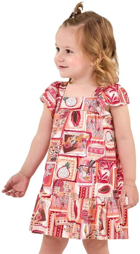 Imagem principal Vestido Infantil Menina Estampa Tropical Laranja Elian Elian