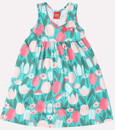 Imagem principal Vestido Infantil Menina Estampa Tulipas Verde Kyly Kyly