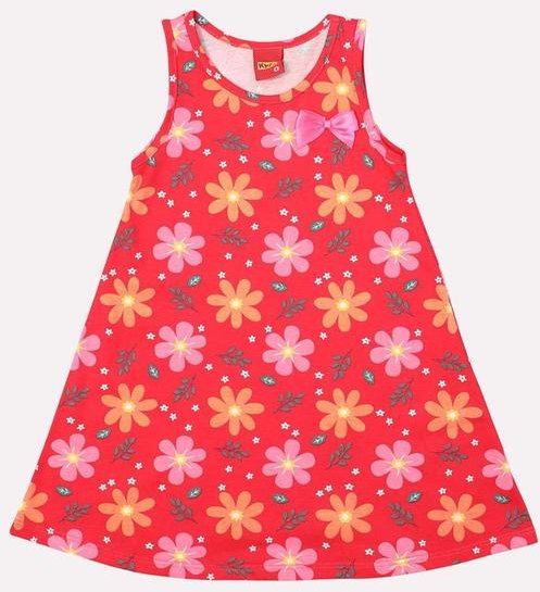 Imagem principal Vestido Infantil Menina Evasê Flores Vermelho Kyly Kyly