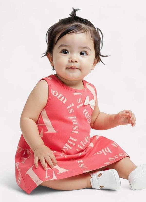 Imagem principal Vestido Infantil Menina Evasê Lettering Rosa Kyly Kyly