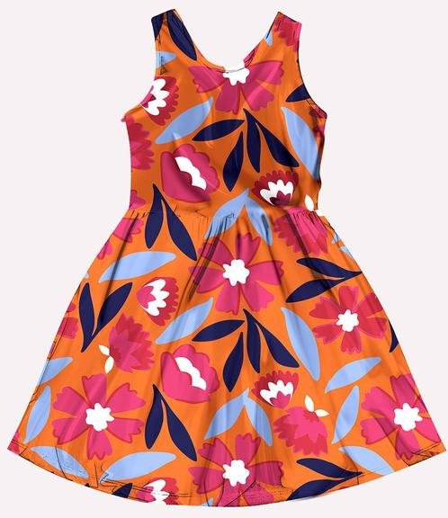 Imagem principal Vestido Infantil Menina Flores Laranja Kyly Kyly