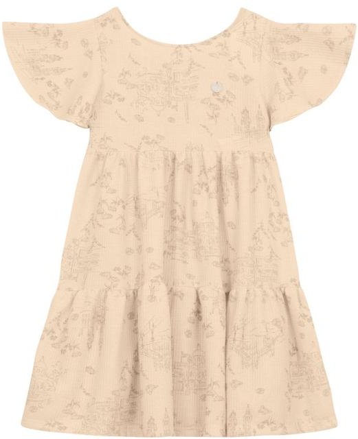 Vestido Infantil Menina Florido Bege