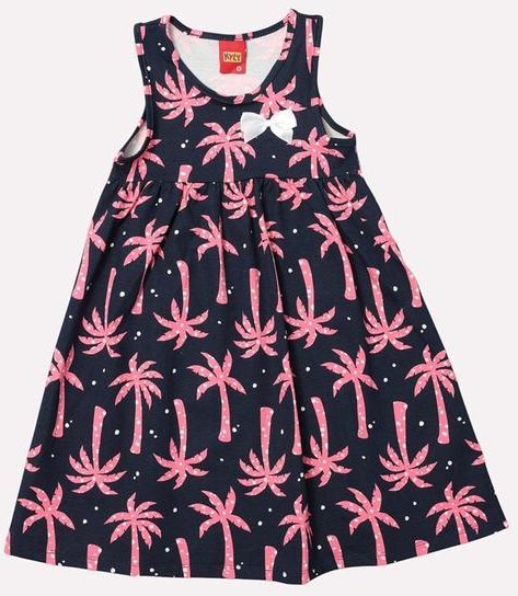 Imagem principal Vestido Infantil Menina Folhagens Azul Marinho Kyly Kyly
