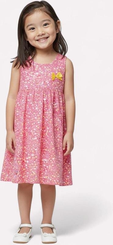 Imagem principal Vestido Infantil Menina Folhagens Rosa Kyly Kyly