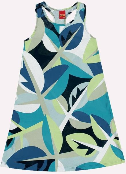 Imagem principal Vestido Infantil Menina Folhas Azul Kyly Kyly