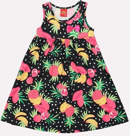 Imagem principal Vestido Infantil Menina Frutas Preto Kyly Kyly