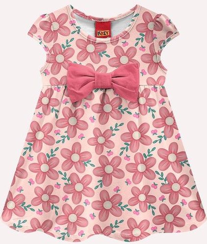 Vestido Infantil Menina Laço Rosa