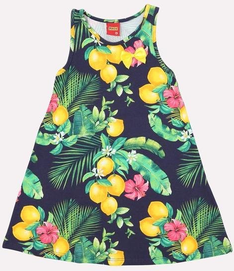 Imagem principal Vestido Infantil Menina Limão Azul Marinho