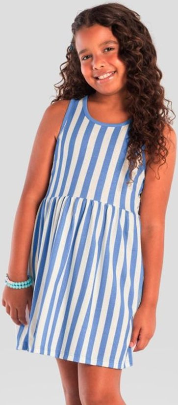 Vestido Infantil Menina Listrado Azul