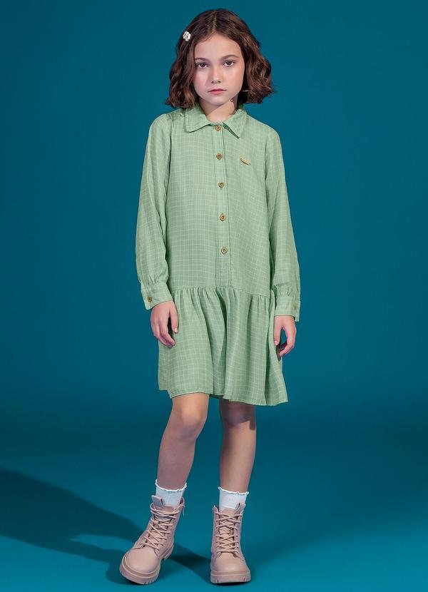 Vestido Infantil Menina Quadriculado Verde