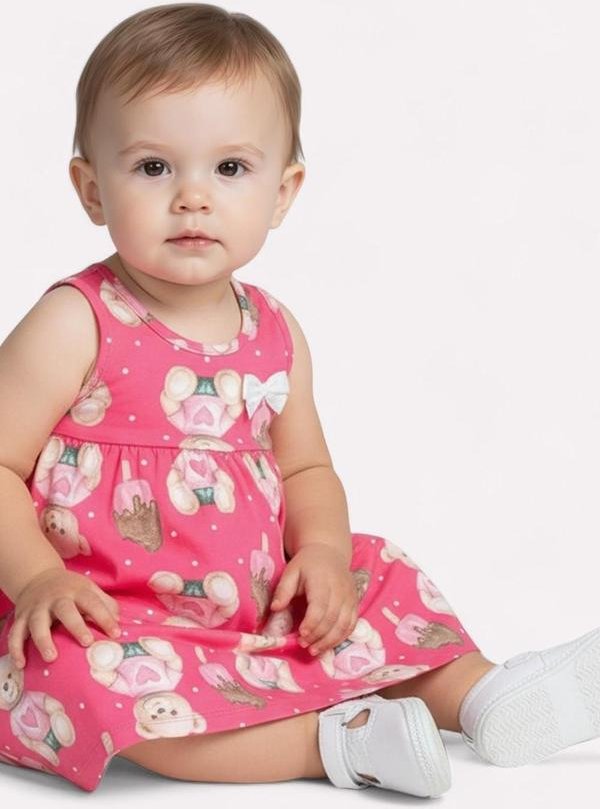 Imagem principal Vestido Infantil Menina Ursinho Rosa