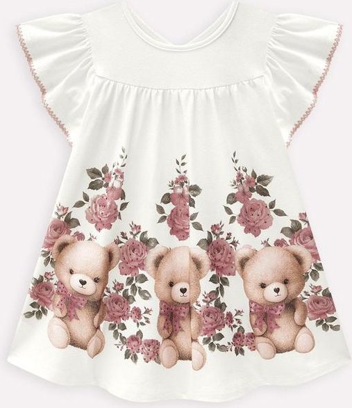 Imagem principal Vestido Infantil Menina Ursinhos Off White Milon Milon
