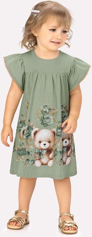 Imagem principal Vestido Infantil Menina Ursinhos Verde Milon Milon