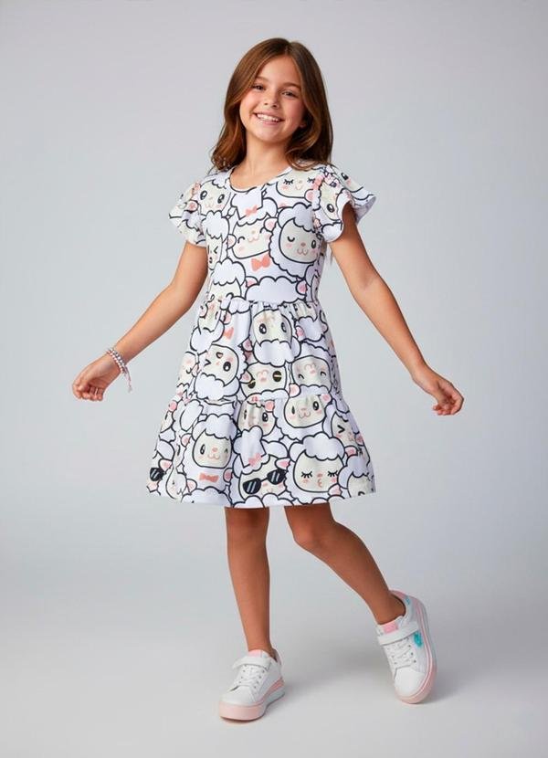 Imagem principal Vestido Infantil Ovelhas Branco Laluna Laluna