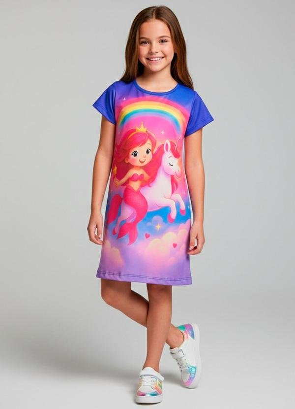 Imagem principal Vestido Infantil Sereia e Unicórnio Azul Laluna Laluna